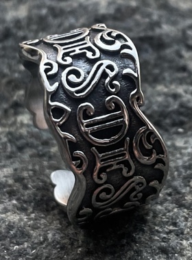 朋克风音乐符文潮男戒旨男个性钛钢戒指款食指小众指环开口戒指