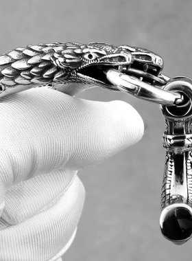 维京雷神之锤钛钢吊坠蛇头链