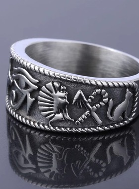 时尚单品个性复古流行荷鲁斯之眼闭口圈戒指欧美希腊神话个性指环