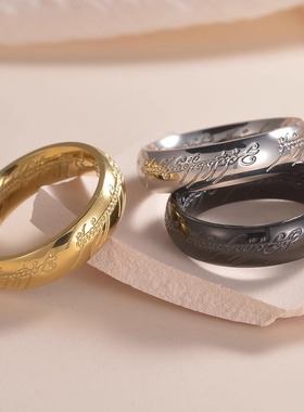 欧美经典电影雕刻指环王戒指6mm魔戒男士钛钢戒指真空电镀不掉色