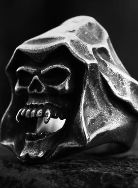 朋克风男士钛钢死神骷髅戒指