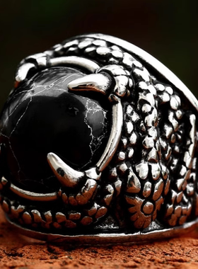 朋克风男士钛钢蛇形戒指