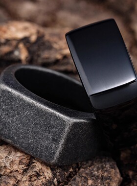 极简风简约时尚钛钢戒指日韩几何长方形镜面ins风高级感闭口指环