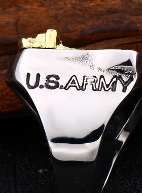 欧美朋克风海军陆战队戒指大码时尚钛钢男士金色老鹰霸气单身指环