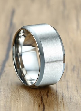 素圈砂面钛钢简约戒指男士