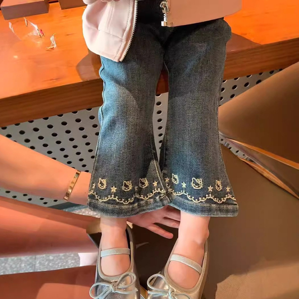 MEYERSHAM女童裤子秋装2025新款洋气小童女宝宝百搭牛仔喇叭裤,淘宝优惠券,粉丝福利购,淘宝优惠卷