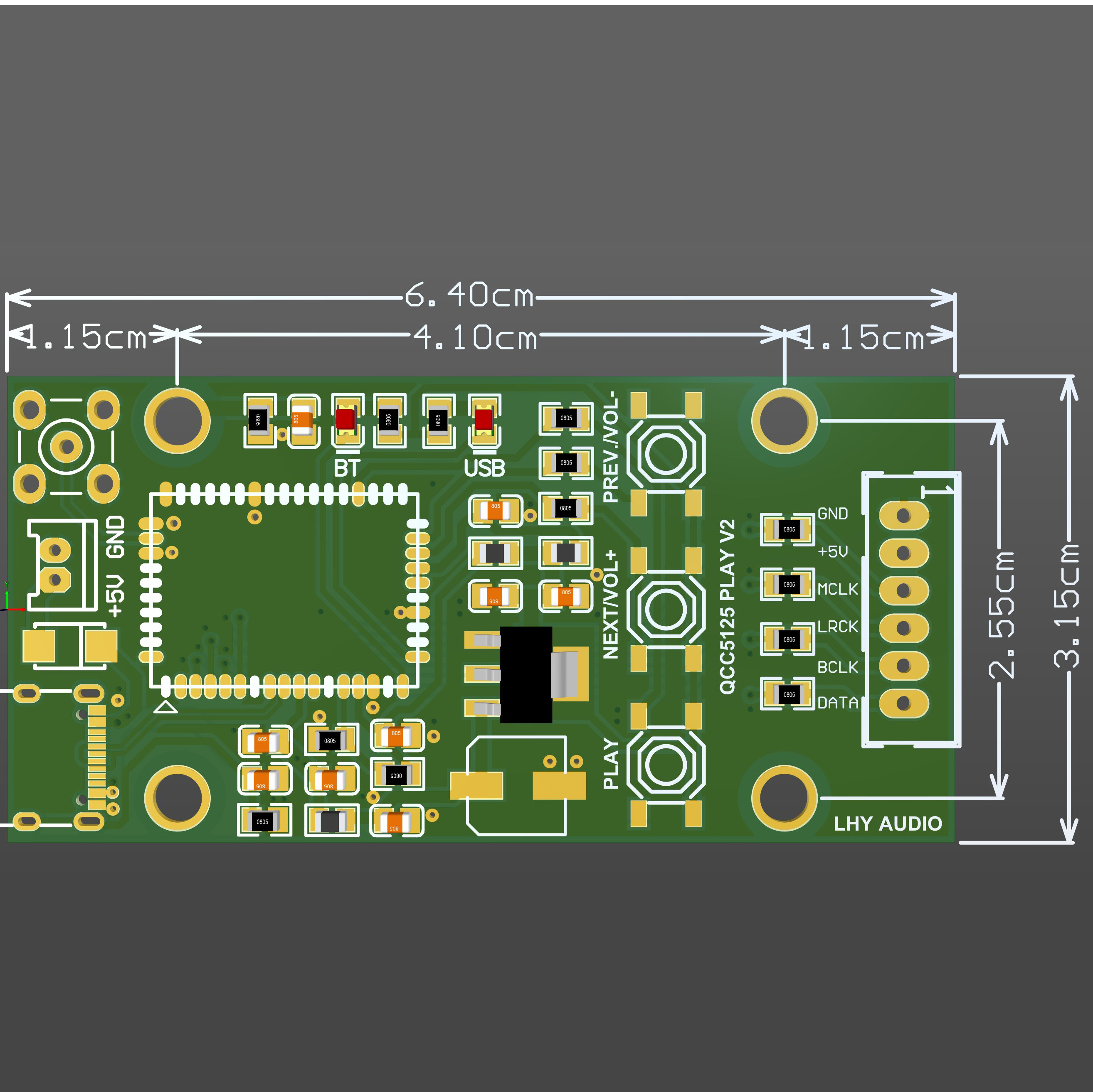 老虎鱼 高通QCC5125 5.1蓝牙 USB type C输入转接板IIS输出 96KHz - 图2