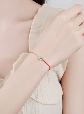 s925纯银莫桑钻手链镀铂金本命年法国幸运手绳单钻30分莫桑石手链