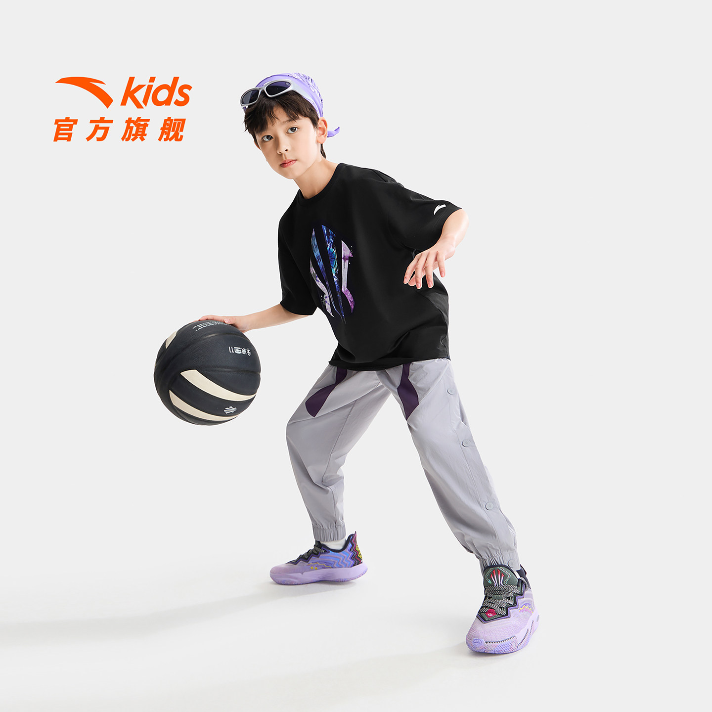 商80！135.2欧文系列|安踏儿童短T男童