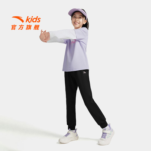 安踏儿童男女童针织运动长裤2026春季新款舒适百搭中大童速干裤子 - 图2