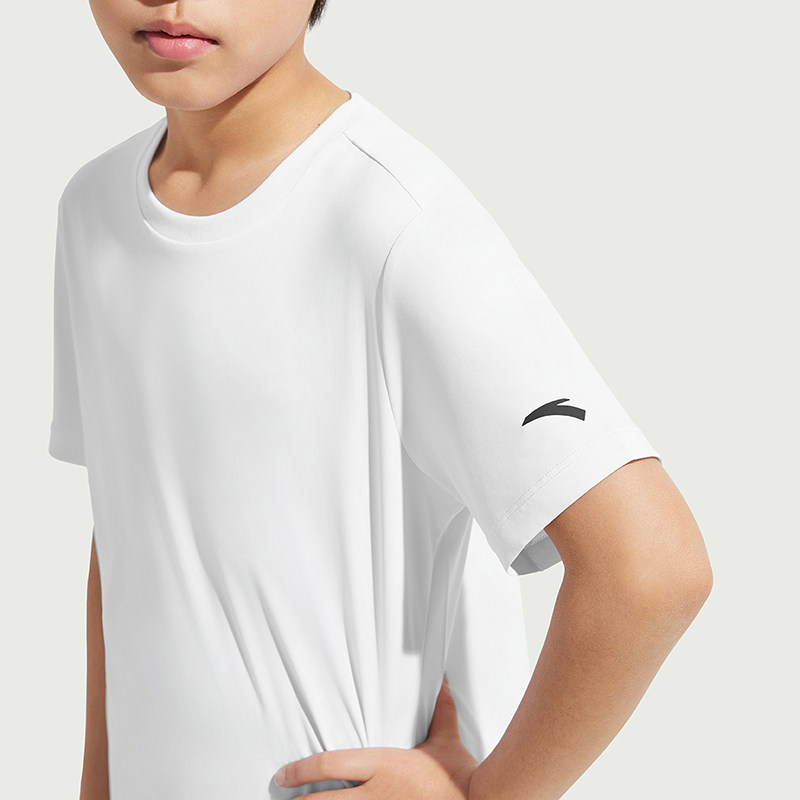 安踏儿童男女童针织短袖衫2025夏新款透气亲肤中大童防污运动短T,淘宝优惠券,粉丝福利购,淘宝优惠卷