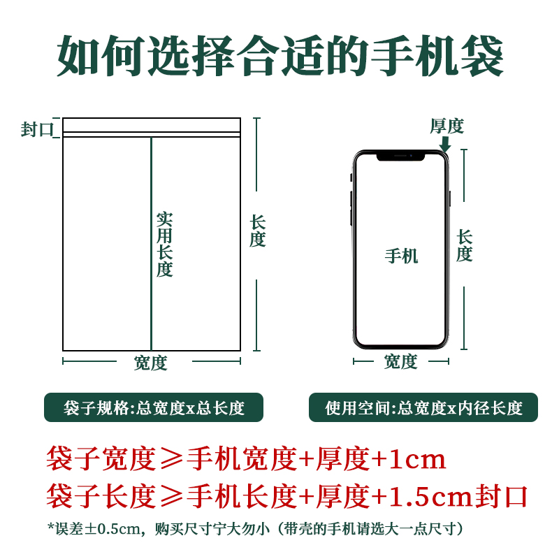 手机自封袋透明加厚一次性口罩密封袋防尘防水袋可触屏保护封口袋 - 图1