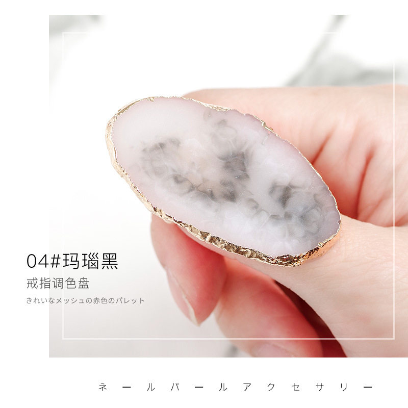 彩妆调色盘颜料调和粉底液戒指树脂玛瑙美甲指环小方形调色板美甲