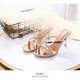 2023 summer new rhinestone high heel sandals for women with thin heels and open toes versatile one-strip half-slippers wear on the outside internet celebrity
