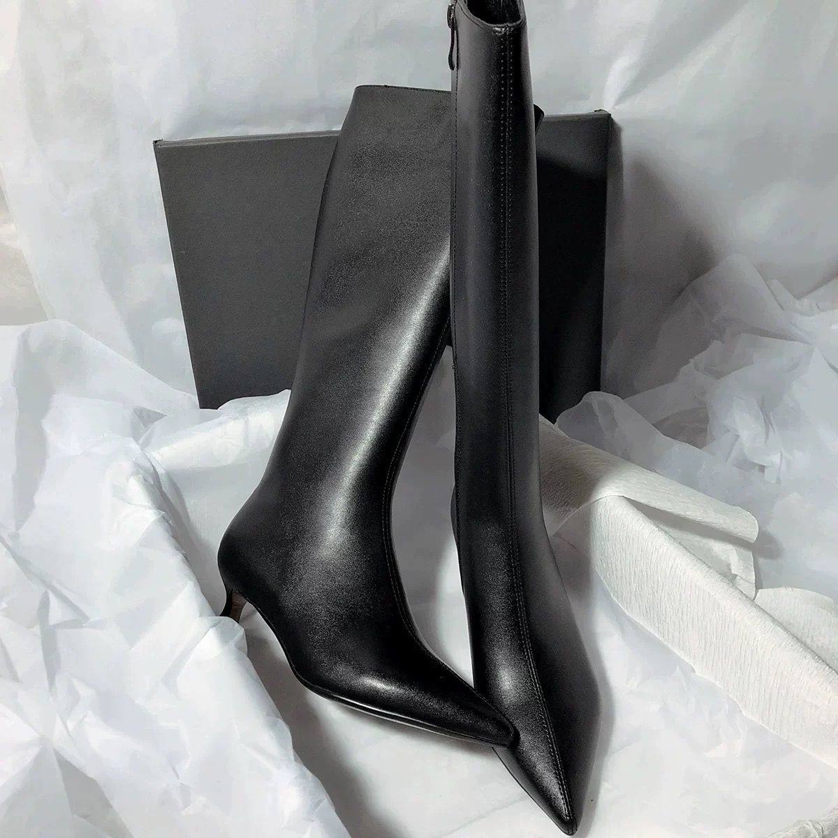 欧美风尖头显瘦不过膝靴女2025秋冬细跟高筒长靴侧拉链高跟瘦瘦靴,淘宝优惠券,粉丝福利购,淘宝优惠卷