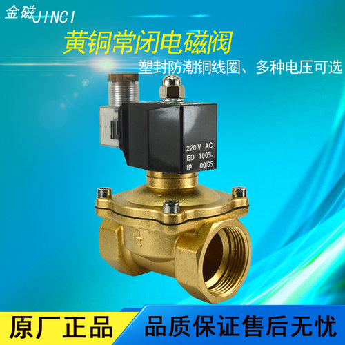 2w塑封防潮常闭电磁阀4分6分1寸水阀开关控制阀铜线AC220V24V金磁 - 图0