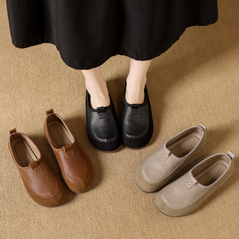 女鞋不累脚孕妇豆豆鞋女秋宽脚肥胖mm一脚蹬浅口老北京单鞋大码41,淘宝优惠券,粉丝福利购,淘宝优惠卷