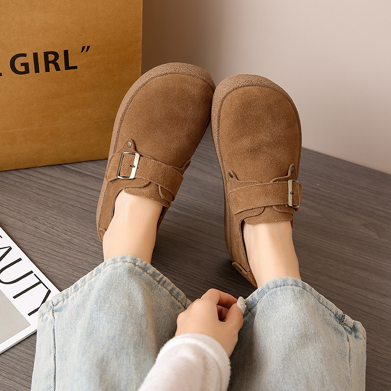 超软勃肯鞋女秋冬厚底防滑一脚蹬孕妇真皮乐福豆豆鞋休闲加绒棉鞋,淘宝优惠券,粉丝福利购,淘宝优惠卷