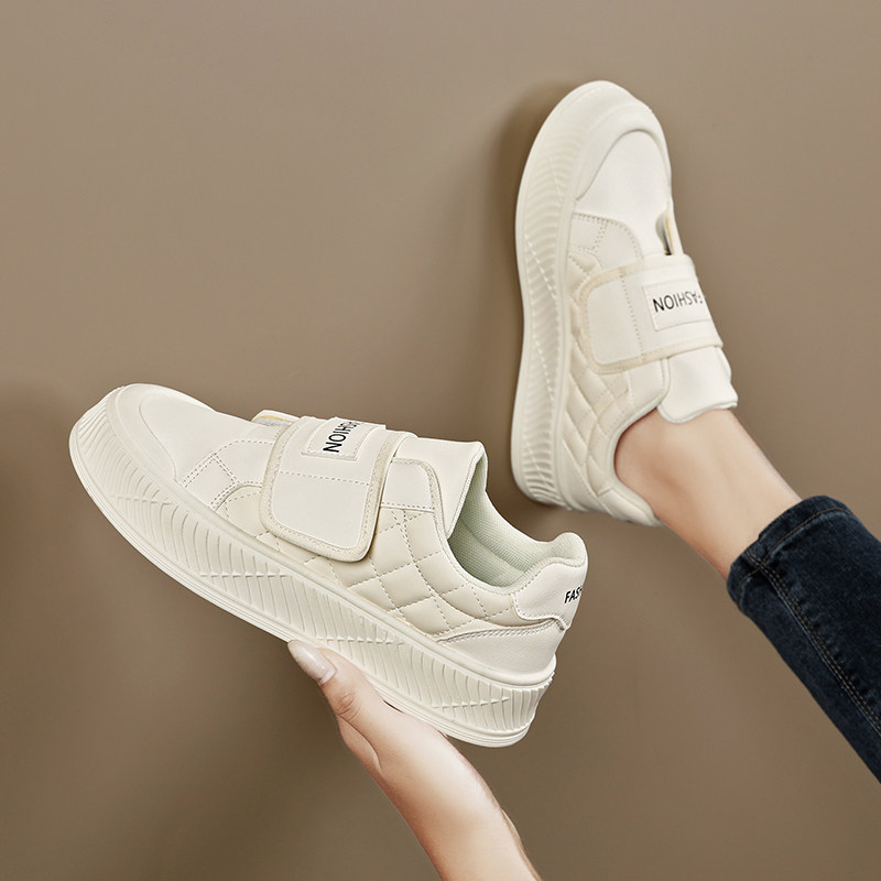 魔术贴运动板鞋女款2025秋季休闲饼干鞋大码41—43防滑通勤工作鞋,淘宝优惠券,粉丝福利购,淘宝优惠卷