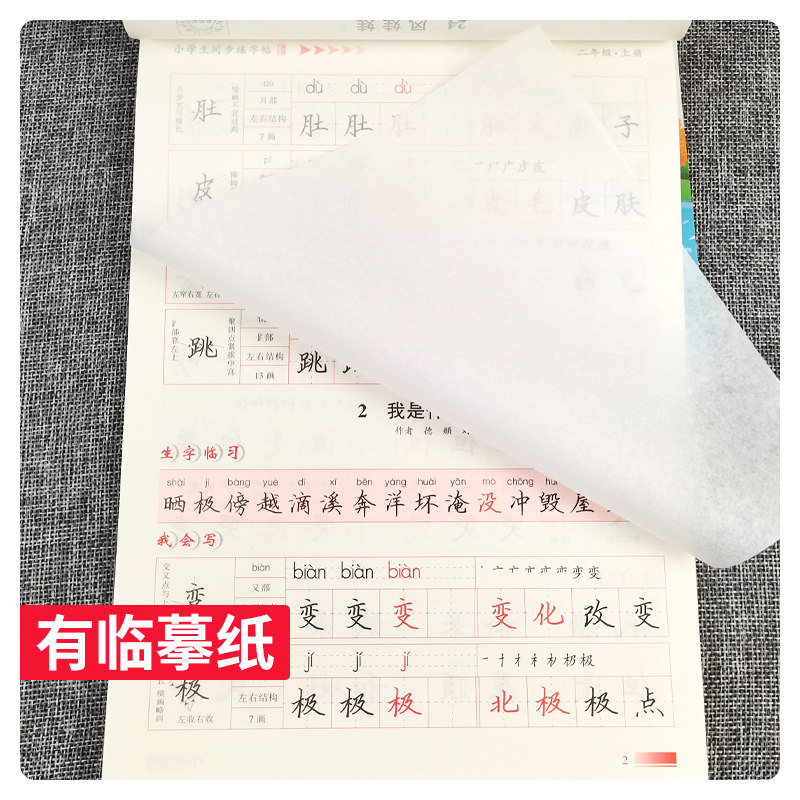 部编版 小学生二年级上册练字帖语文同步字帖人教版RJ 谢昭然二年级语文上册练字帖每日一练2年级铅笔钢笔硬笔书法临摹描红楷书