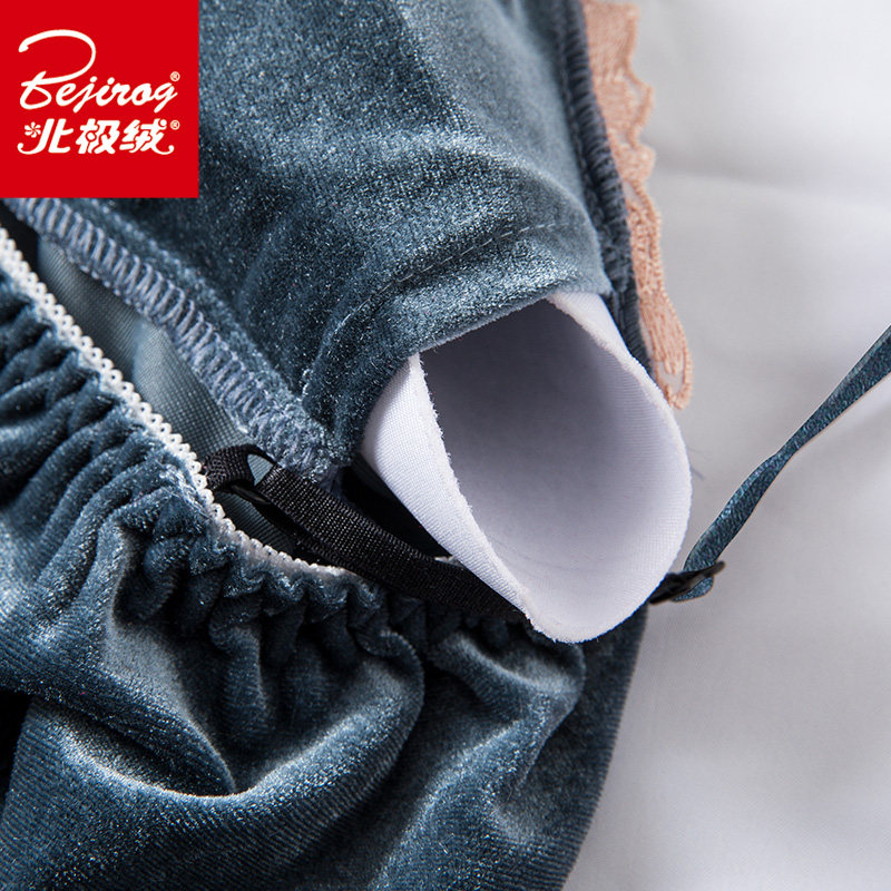 金丝绒性感女春秋冬吊带长袖睡袍 北极绒百盈睡衣/家居服套装