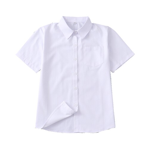 焕彩蝶 JK制服风琴褶方领短袖衬衫森林小鹿刺绣圆领/丸襟短袖衬衫 - 图3