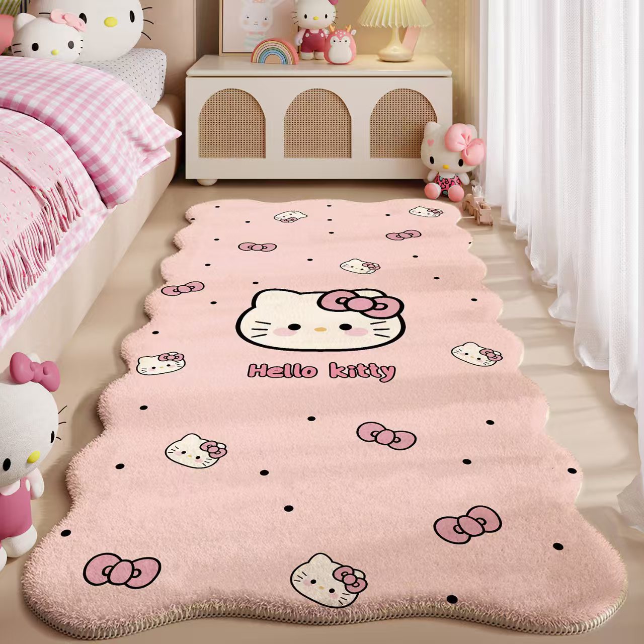 KT cat cute pink plush bedside blanket