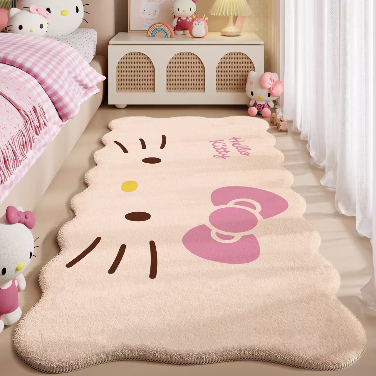KT cat cute pink plush bedside blanket