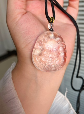 天然白水晶狐狸吊坠九尾白狐水晶项链毛衣链挂件男士项坠正品桃花