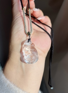 天然白水晶狐狸吊坠女白狐毛衣链挂件男士项坠正品九尾狐项链桃花