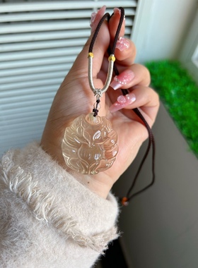 天然粉晶狐狸吊坠九尾灵狐桃花狐娘娘大气百搭粉色水晶礼物女包邮