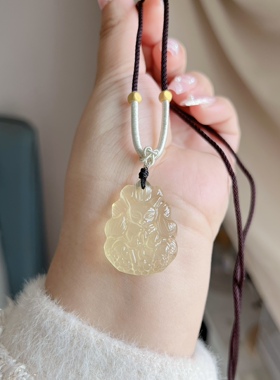 新品天然黄水晶狐狸吊坠狐娘娘发财男女桃花精致百搭时尚简约礼物