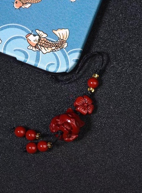 天然朱砂九尾狐手机挂件可爱红色本命年爱情礼物包邮