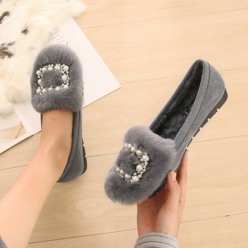 毛毛鞋女冬外穿加绒豆豆鞋女春秋季厚底棉鞋孕妇鞋防滑小码33 34,淘宝优惠券,粉丝福利购,淘宝优惠卷