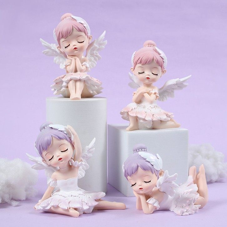 网红创意天使宝贝蛋糕装饰摆件公主女孩娃娃宝宝周岁生日烘焙插件