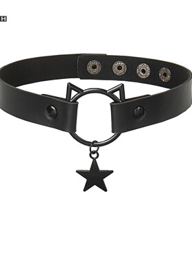 pu皮男女朋克暗黑风甜酷项圈铃铛