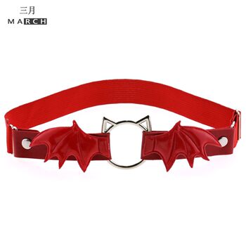 Bat wings cat head punk leg ring PU leather high elastic thigh strap anklet female garter belt goth accessories