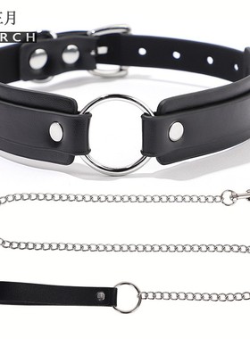 皮革猫头爱心男女choker颈饰