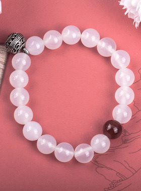 梦克拉S925银玛瑙手链 云间月 红玉髓白玉髓手串