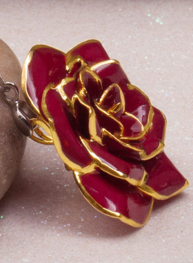 鲜花玫瑰红色项链饰品吊坠