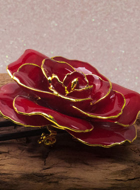 鲜花玫瑰红色项链饰品吊坠