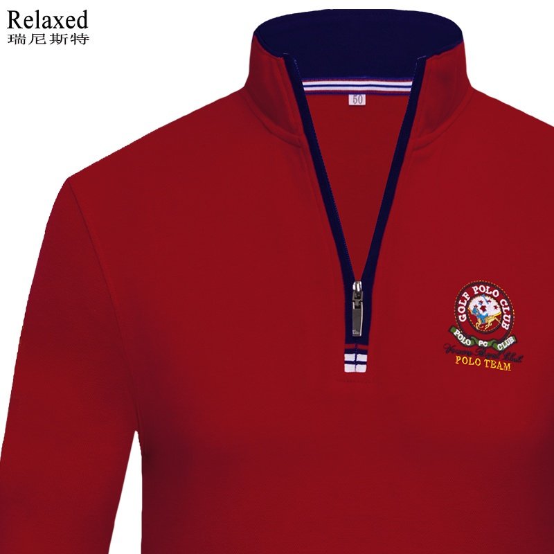 立领半拉链长袖t恤男装高领POLO衫纯棉上衣服中年爸爸高档秋冬季,淘宝优惠券,粉丝福利购,淘宝优惠卷