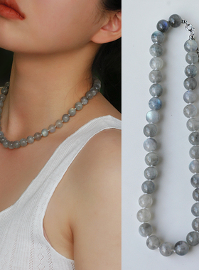 W的手创灰色月光石项链