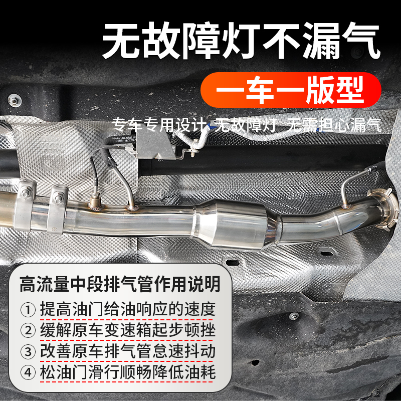 适用于福特锐际排气管高流量中段去颗粒捕捉器不锈钢尾喉改装gpf - 图0