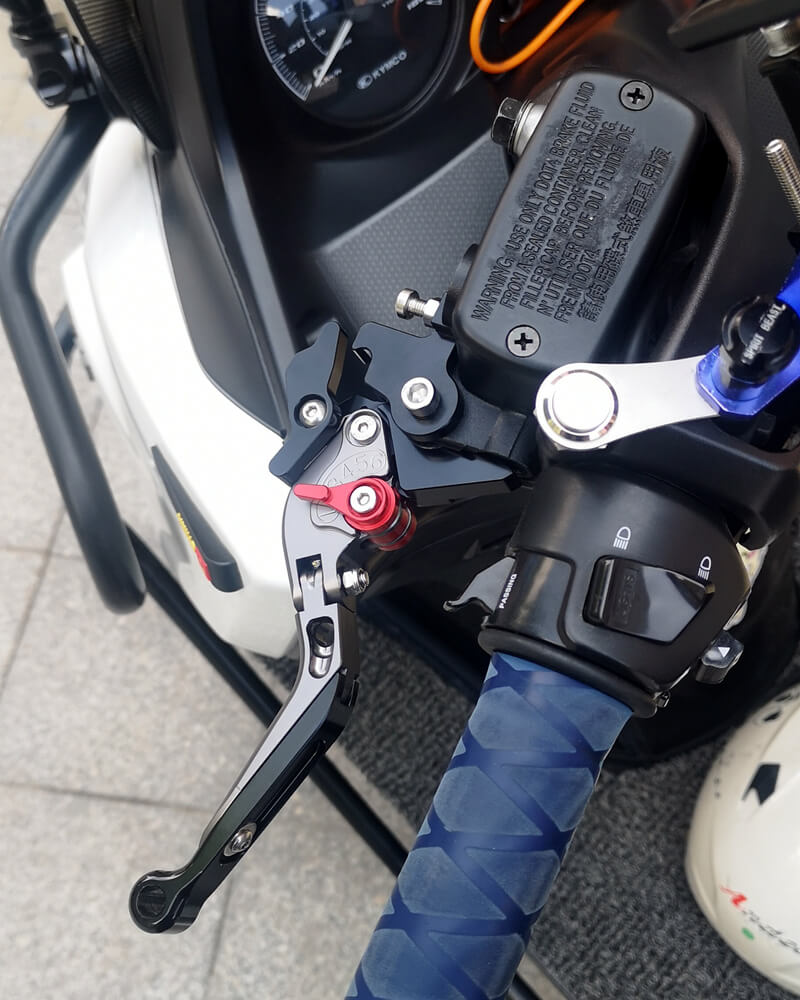 适用光阳Racing X 150 RKS150改装驻车牛角柄手把拉杆 带手刹功能 - 图1