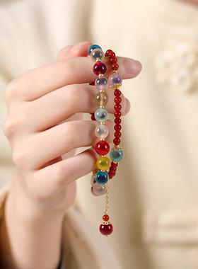 糖心天然玛瑙手链女高级感2026新款转运珠红色叠戴手串女闺蜜礼物