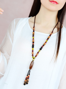 民族风菩提毛衣链气质高档