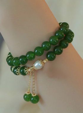 新中式绿玉髓双层设计感手链