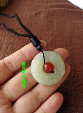 男士双貔貅平安扣玉吊坠
