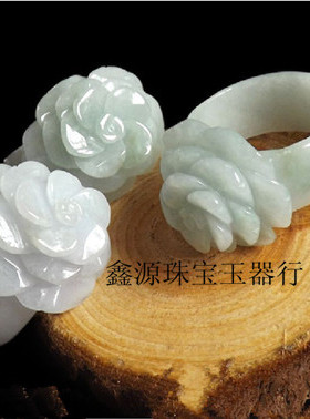 天然翡翠货女款玫瑰花手饰品戒指